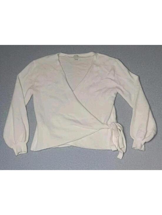 a new day Sweaters - A New Day Wool Blend Bishop Sleeve Wrap Sweater Womens Size XL White Soft
